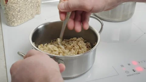 Cooking oatmeal Stock Footage 271616805