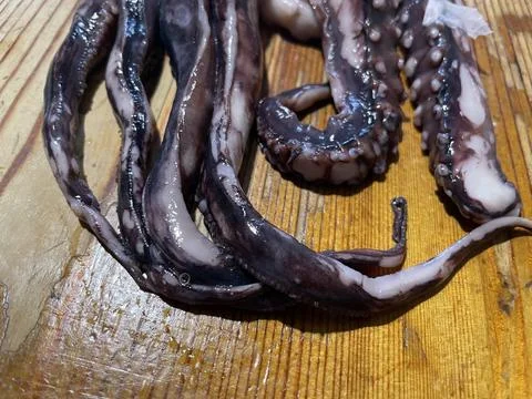 Cooking an octopus step by step Fotos de archivo