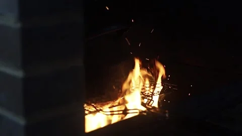 Cooking in an old fireplace Stock Footage 135011787