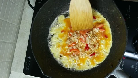 Cooking omelet Stock Footage 89952897