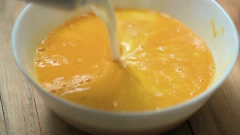Cooking an omelet in home kitchen Stock Footage 157555092