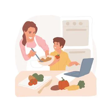 Cooking online class abstract concept vector illustration. Illustrazione stock