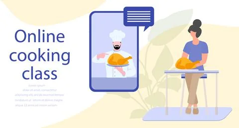 Cooking Online master class People Home Food Blog Illustrazione stock