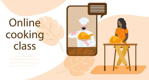 Cooking Online master class People Home Food Blog Illustrazione stock