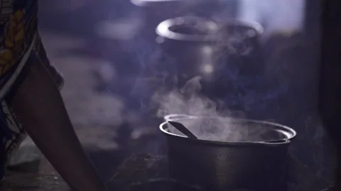 Cooking On An Open Fire In Africa Stock Footage 258287094