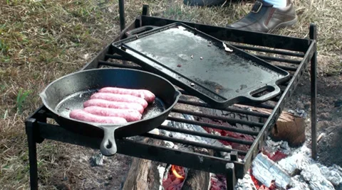 Cooking outdoors Stock Footage 32845321
