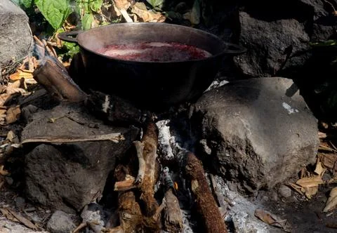 Cooking outside Stock Photos