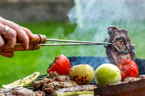 Cooking outside Stock-Fotos