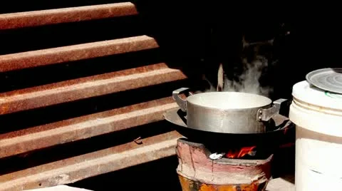 Cooking over a Fire Video stock 12358716