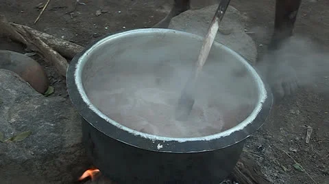 Cooking Over a Fire Stock Footage 23089031