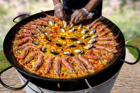 Cooking paella anywhere Stock Photos