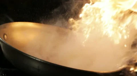 Cooking Pan Fire Slow Motion Stock Footage 12382104