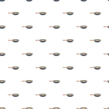 Cooking pan with food seamless pattern background Stock Illustration