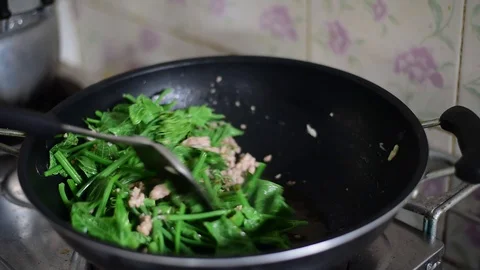 Cooking in pan. Stock Footage 129248038