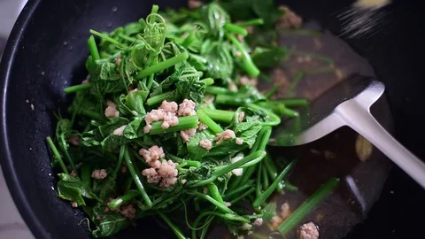 Cooking in pan. Stock Footage 129248043