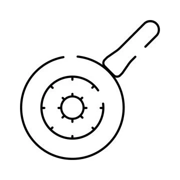 Cooking pan with fried egg outline icon Stock Illustration