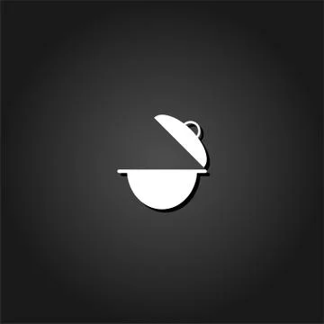 Cooking pan icon flat. Stock Illustration