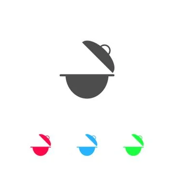 Cooking pan icon flat. Stock Illustration