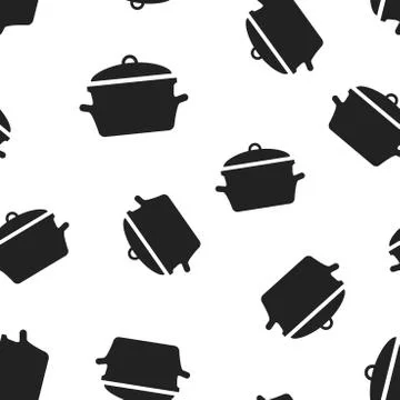 Cooking pan icon seamless pattern background. Business concept vector illustr Stock Illustration