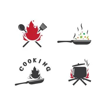 Cooking pan restaurant logo Illustration