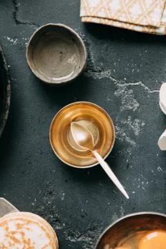 Cooking pancakes Stock Photos
