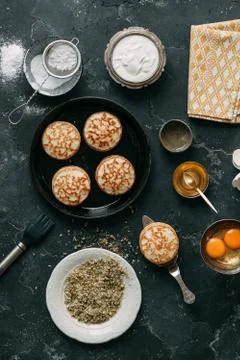 Cooking pancakes Stock Photos