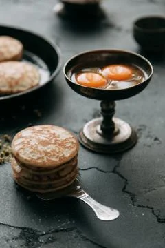 Cooking pancakes Stock Photos
