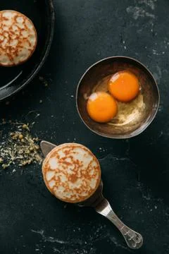 Cooking pancakes Stock Photos