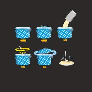 Cooking pasta icons set. Vector illustration Stock Illustration