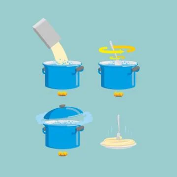 Cooking pasta icons set. Vector illustration Stock Illustration