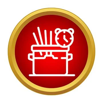 Cooking pasta pot with kitchen timer icon 库存插图