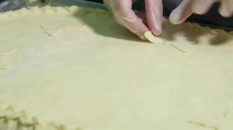 Cooking pie closeup - adding details on the  top 스톡 동영상 51310037