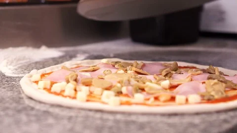 Cooking pizza in the oven Stock Footage 112755567