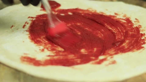 Cooking pizza process adding ingredients to the pizza Video stock 146315489