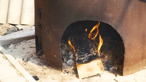 Cooking plov over an open fire Stock Footage 91196534