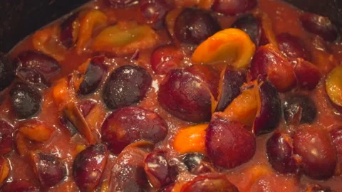 Cooking plum jam Stock Footage 145649615