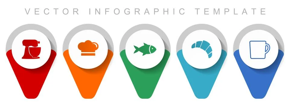 Cooking pointer collection, miscellaneous icons such as mixer, chef hat, fish Stock Illustration
