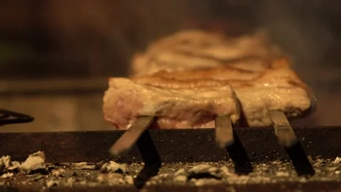 Cooking pork on shumpurs Stock Footage 154887085