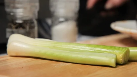 Cooking a pork stew on a pan Stock Footage 88832789