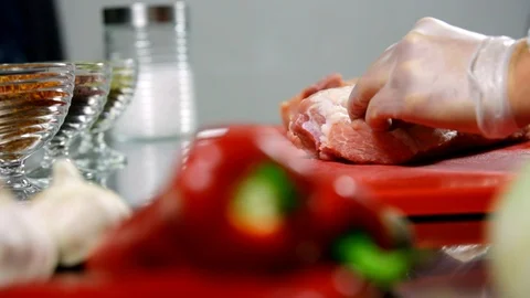 Cooking pork V1-0004 Stock Footage 102585698