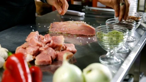 Cooking pork V1-0010 Stock Footage 102585849
