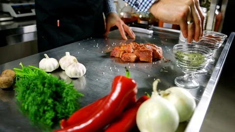 Cooking pork V1-0016 Stock Footage 102586093