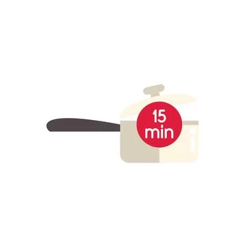 Cooking pot with 15 minutes timer icon Stock Illustration