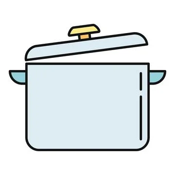 Cooking pot and lid opening preparing meal Stock Illustration