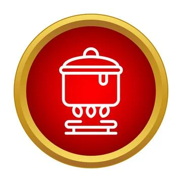 Cooking pot boiling on an icon button Stock-Illustration