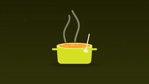 Cooking pot boiling steam kitchen citrus food loop Vidéo 342612968