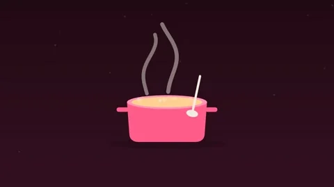 Cooking pot boiling steam kitchen rose food loop 스톡 동영상 342612972