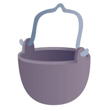 Cooking pot on a campfire, isolated object on a white background, Illustrazione stock