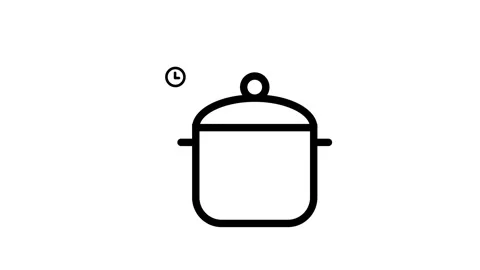 A cooking pot featuring a clock icon, symbolizing time management in meal p.. Stock Footage 334853185