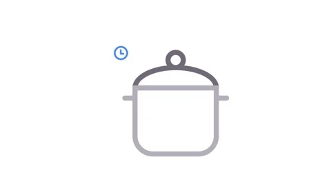 A cooking pot featuring a clock icon, symbolizing time management in meal p.. Stock Footage 334913695